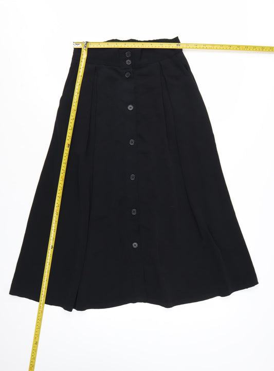 Monki Women's Black A-Line Midi Button Front Skirt Size S