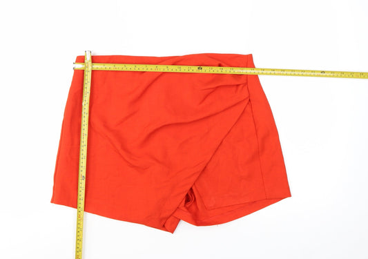 Bershka Women’s Red Wrap Skort Short Summer Polyester XL