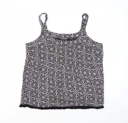 Bonmarché Womens Black Geometric Camisole Tank Top Size 14