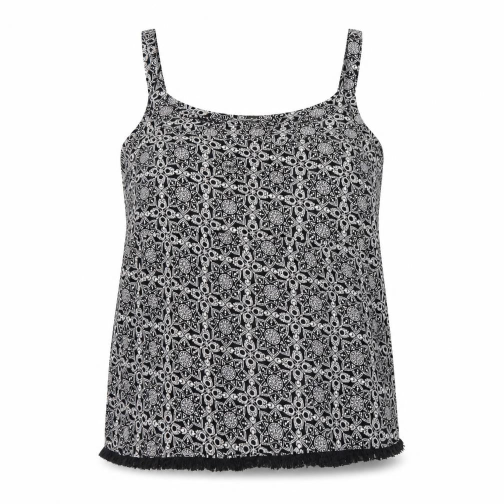 Bonmarché Womens Black Geometric Camisole Tank Top Size 14