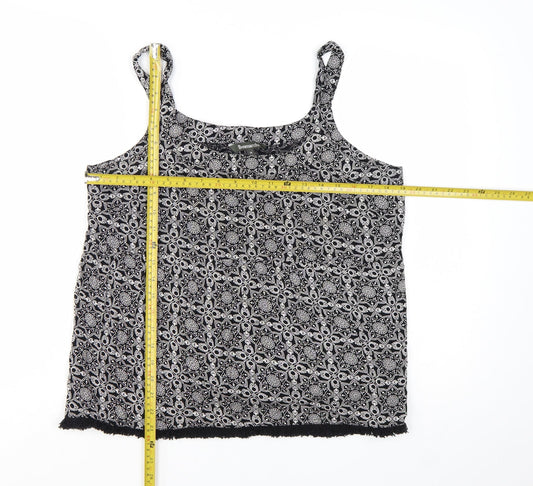 Bonmarché Womens Black Geometric Camisole Tank Top Size 14