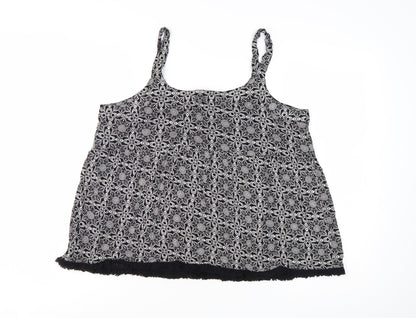 Bonmarché Womens Black Geometric Camisole Tank Top Size 14