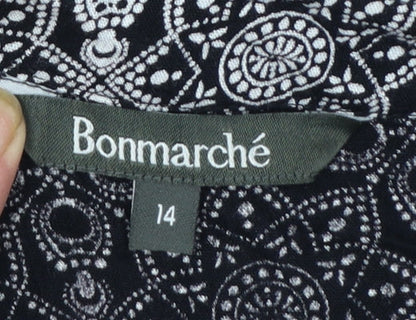 Bonmarché Womens Black Geometric Camisole Tank Top Size 14