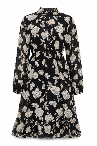 Giulia Rosi Womens Black Floral Midi Fit & Flare Dress M