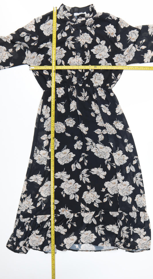 Giulia Rosi Womens Black Floral Midi Fit & Flare Dress M