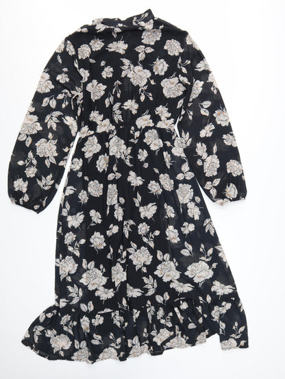 Giulia Rosi Womens Black Floral Midi Fit & Flare Dress M