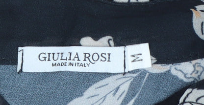 Giulia Rosi Womens Black Floral Midi Fit & Flare Dress M