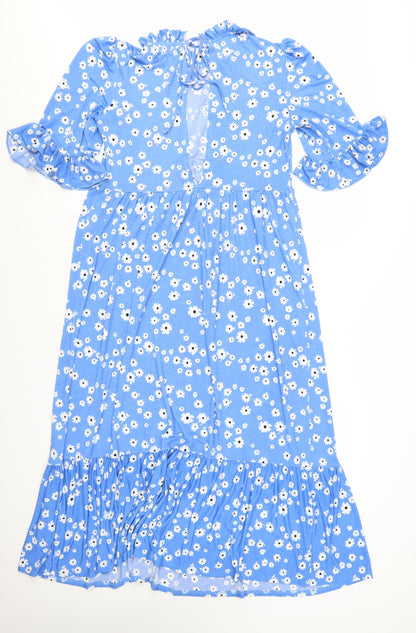 ASOS Women’s Blue Floral Midi Fit & Flare Dress Size 12