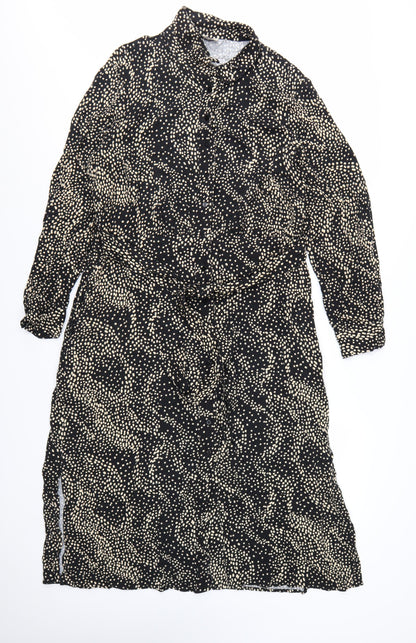 Albaray Women's Black Polka Dot Midi Shirt Dress Size 16