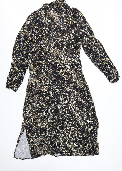 Albaray Women's Black Polka Dot Midi Shirt Dress Size 16