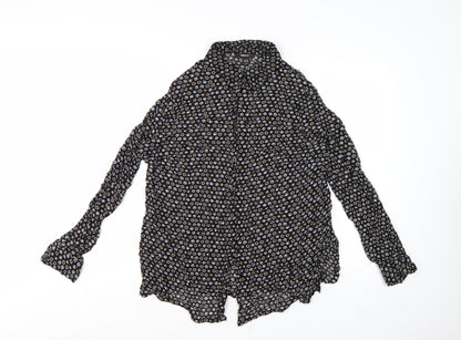 H&M Women’s Black Geometric Button-Up Shirt Size 14
