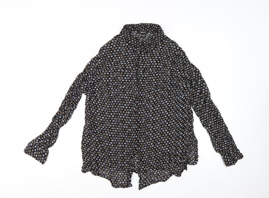 H&M Women’s Black Geometric Button-Up Shirt Size 14