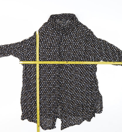 H&M Women’s Black Geometric Button-Up Shirt Size 14