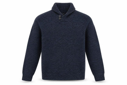 H&M L.O.G.G Men’s Blue High Neck Button Henley Knit Jumper XL