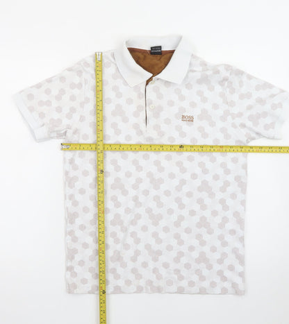 Hugo Boss Men's Beige Geometric Cotton Polo Shirt M