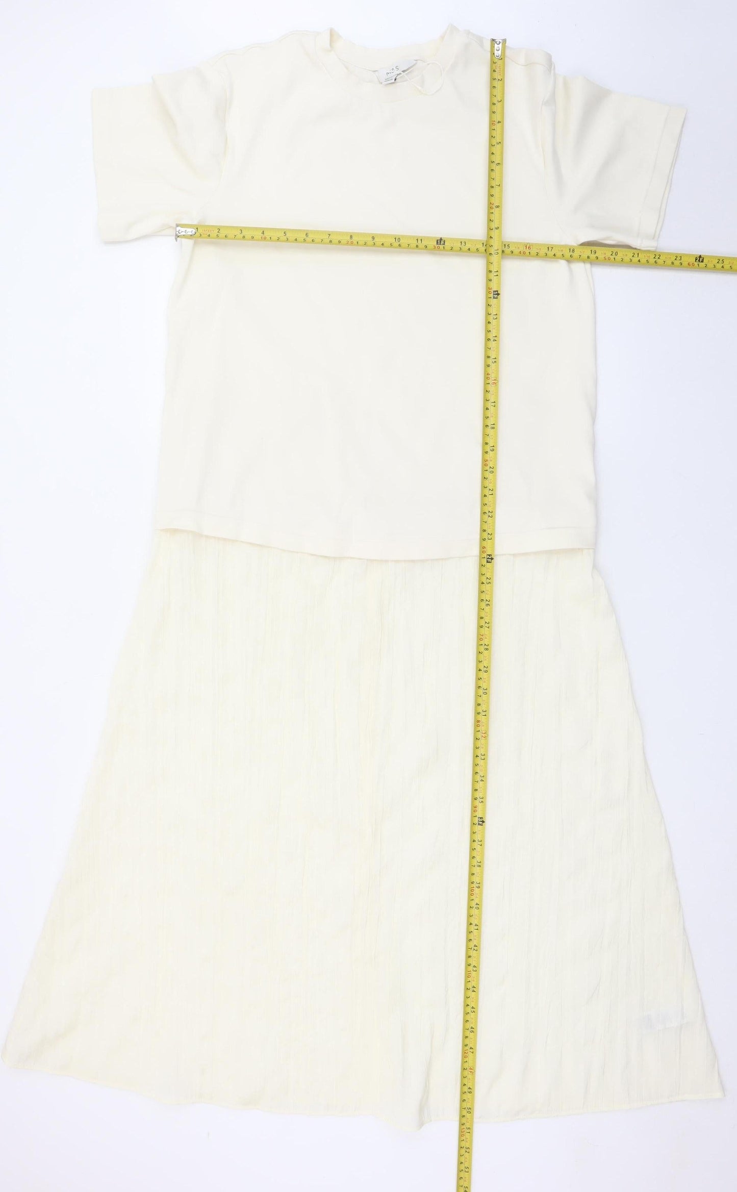 Marks and Spencer Women Ivory Size 10 Midi T-Shirt Dress