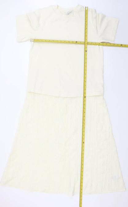 Marks and Spencer Women Ivory Size 10 Midi T-Shirt Dress