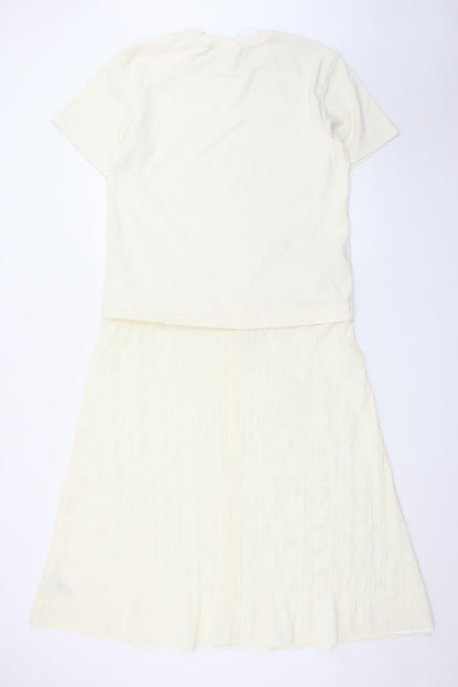 Marks and Spencer Women Ivory Size 10 Midi T-Shirt Dress
