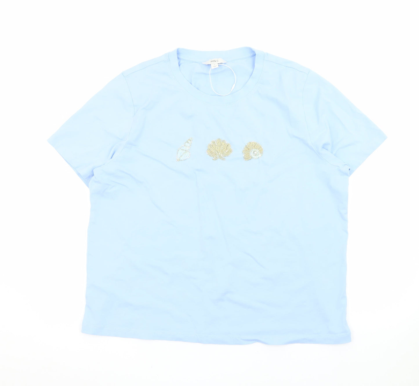 Marks and Spencer Women’s Blue Beaded Shell T-Shirt Size 18