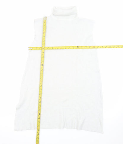 PROCAR Women's White Knit Sleeveless Roll Neck Dress M