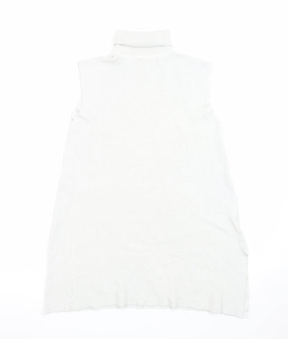 PROCAR Women's White Knit Sleeveless Roll Neck Dress M