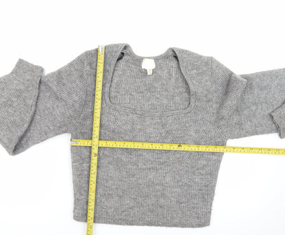 H&M Women’s Grey Slim Fit Knit Pullover Jumper Size 12