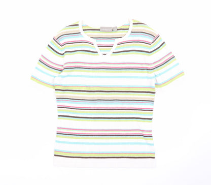 Croft & Barrow Women's Multicoloured Striped Knit T-Shirt M