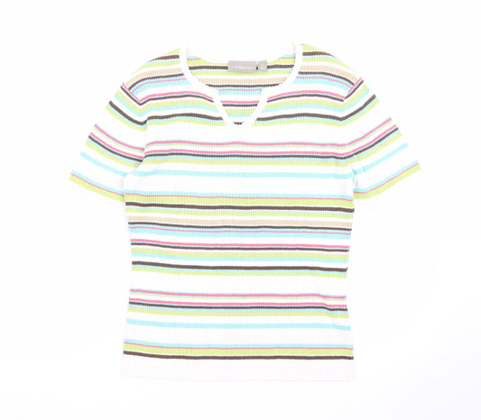 Croft & Barrow Women's Multicoloured Striped Knit T-Shirt M