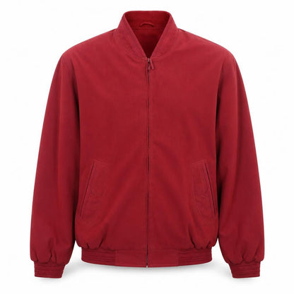 Milano Mens Red Bomber Jacket L Lightweight Twill Zip Casual