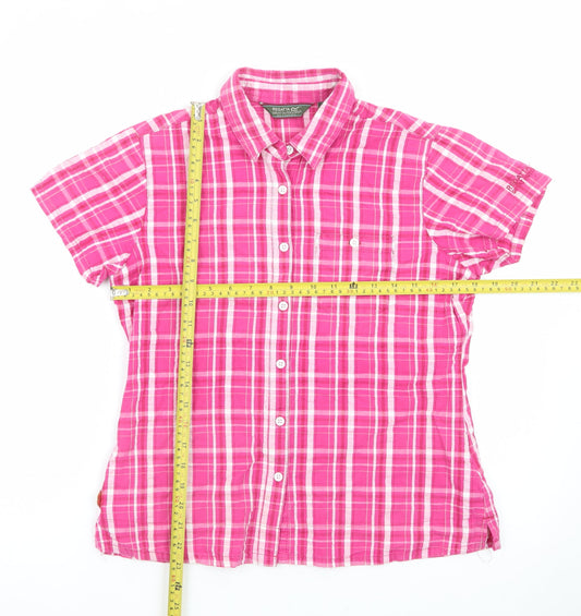 Regatta Womens Pink Check Short Sleeve Button-Up Shirt UK 12
