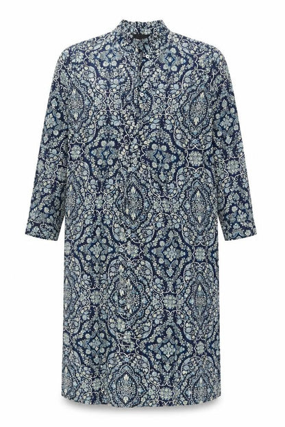 Phase Eight Women Blue Paisley Long Sleeve Shirt Dress UK 16