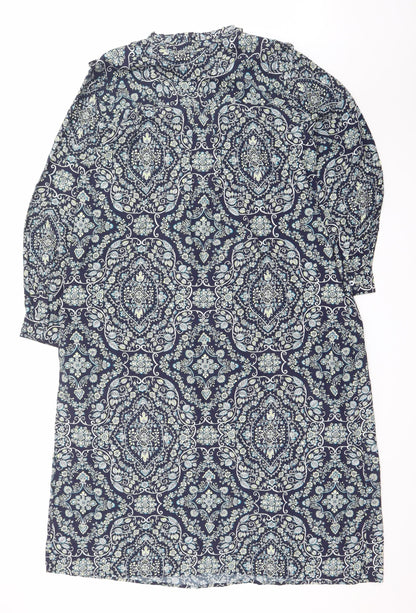 Phase Eight Women Blue Paisley Long Sleeve Shirt Dress UK 16
