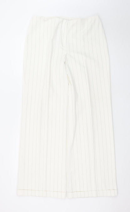Next Women’s White Pinstripe Wide-Leg Dress Trousers Size 14 XL