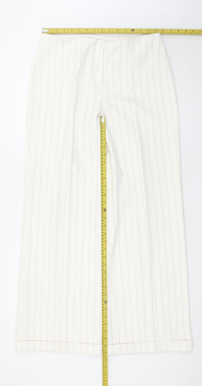 Next Women’s White Pinstripe Wide-Leg Dress Trousers Size 14 XL