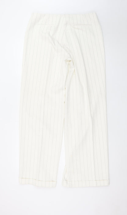 Next Women’s White Pinstripe Wide-Leg Dress Trousers Size 14 XL