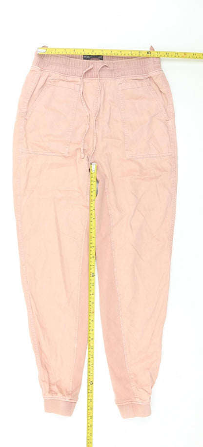 Marks and Spencer Women Pink Size 8 Lyocell Cotton Jogger Trousers