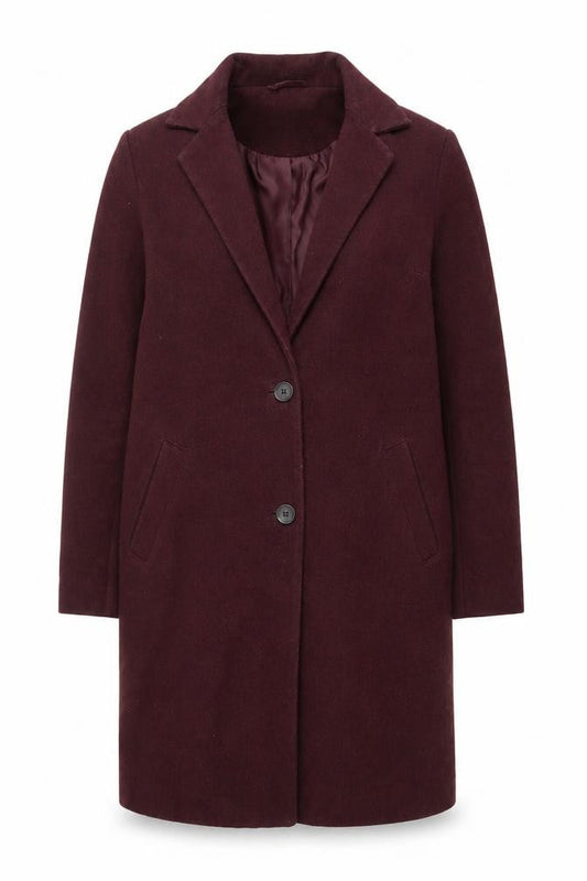 New Look Women’s Red Long Wool Blend Overcoat Size 6