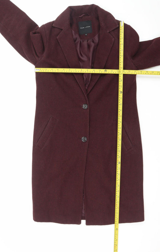 New Look Women’s Red Long Wool Blend Overcoat Size 6