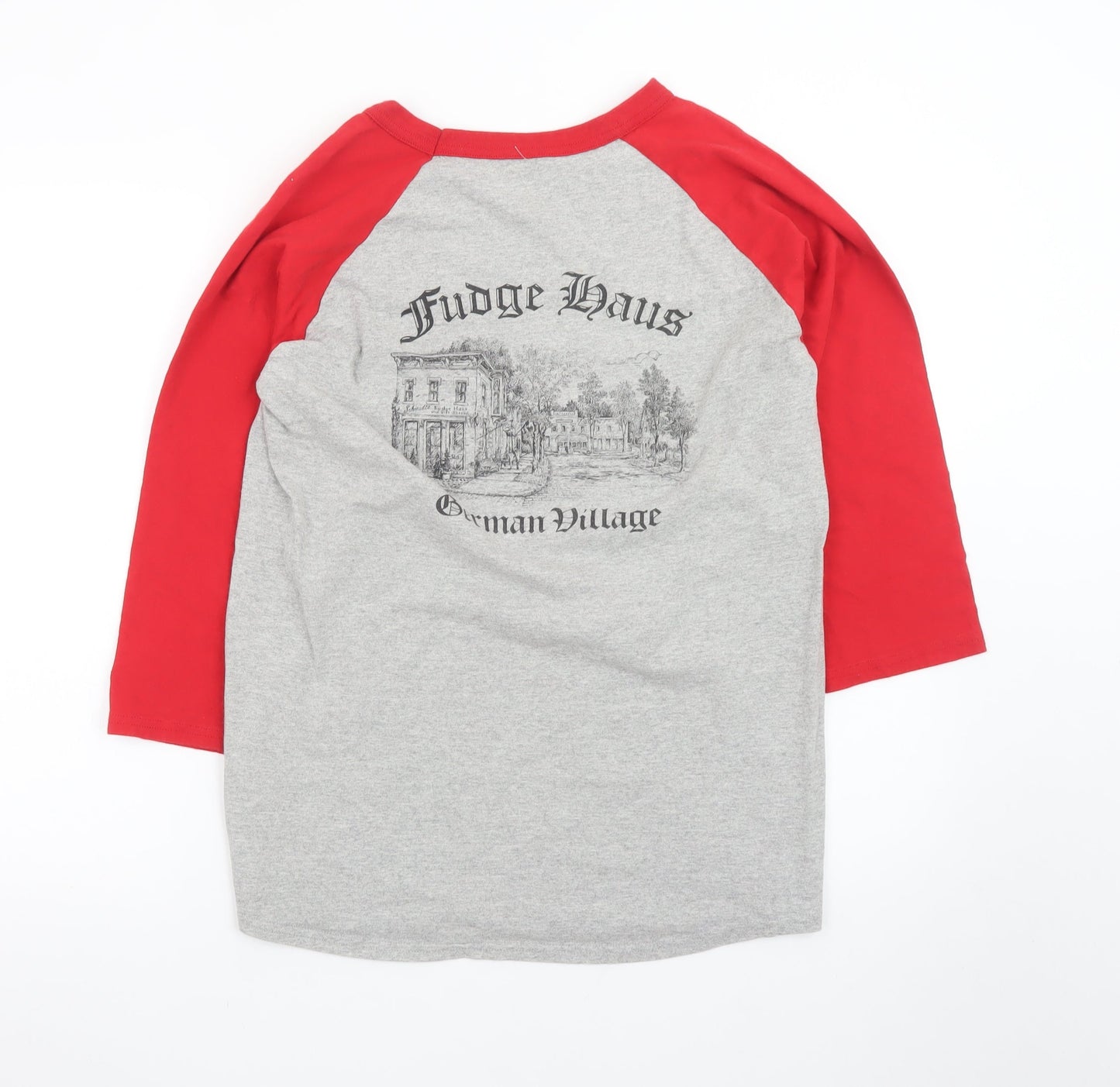 Champion Men’s Grey Red 3/4 Sleeve Raglan Graphic T-Shirt M