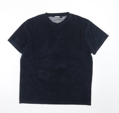 ASOS DESIGN Men's Black Short Sleeve Crew Neck Velour T-Shirt Size M
