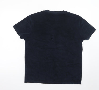 ASOS DESIGN Men's Black Short Sleeve Crew Neck Velour T-Shirt Size M