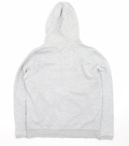 Tommy Hilfiger Men’s Grey Pullover Hoodie S Logo Fleece Sweatshirt