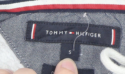 Tommy Hilfiger Men’s Grey Pullover Hoodie S Logo Fleece Sweatshirt