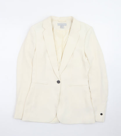 H&M Women's Ivory Single-Breasted Blazer Size 6 Slim Fit