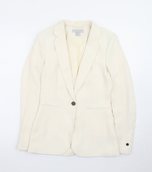 H&M Women's Ivory Single-Breasted Blazer Size 6 Slim Fit