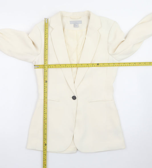 H&M Women's Ivory Single-Breasted Blazer Size 6 Slim Fit