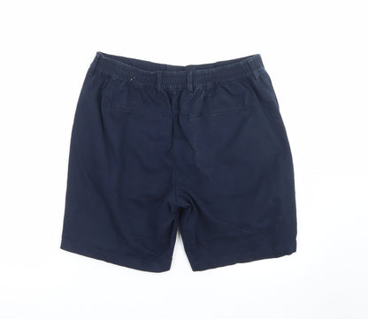 Marks and Spencer Men's Blue Chino Shorts Size L 36in Elastic Waist