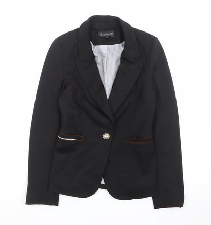 Attentif Women's Black Slim Fit One-Button Blazer Size 10