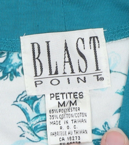 Blast Point Women's Blue Striped Petites Cardigan M Relaxed Fit