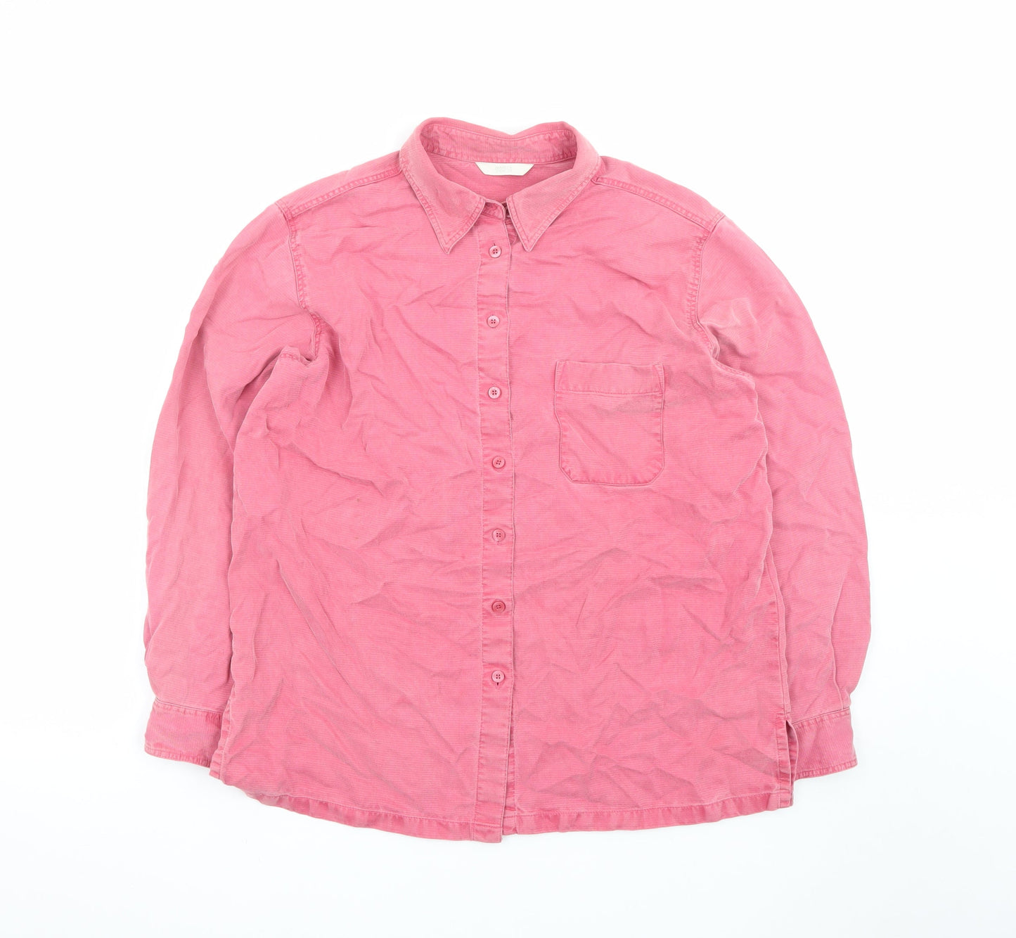 Marks and Spencer Women Pink Cotton Long Sleeve Button-Up Shirt UK 16
